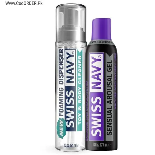 SWISS NAVY Toy & Body Foaming Cleaner 7oz and Premium Sensual Arousal Personal Lubricant 6oz
